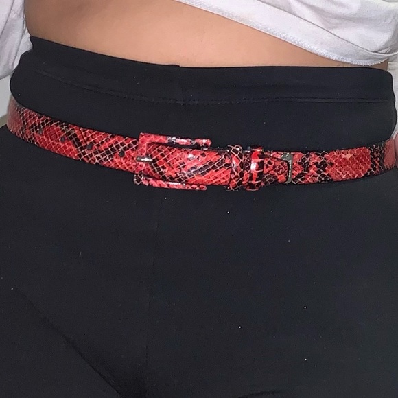 Red Snake Print Belt - Picture 1 of 3